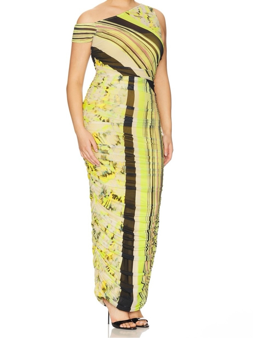 AFRM Lime Green and Black Striped Maxi Dress - Picture 3 of 8